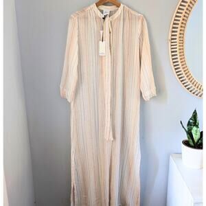 PETITE MENDIGOTE Tamara Luxior dress, ecru, striped, size S, cotton, NWT